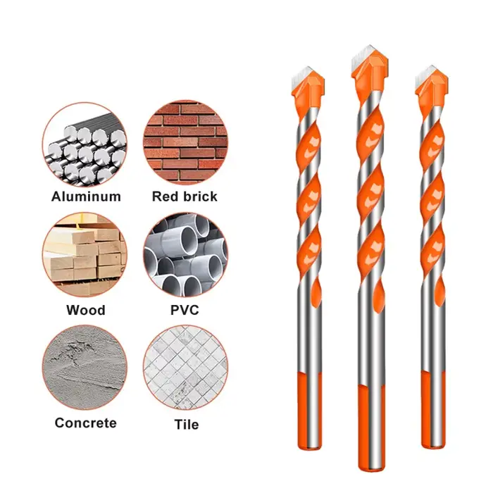 Foret électrique à main en acier au tungstène, Triangle fileté de 3 à 12mm, pour carrelage mural, bé