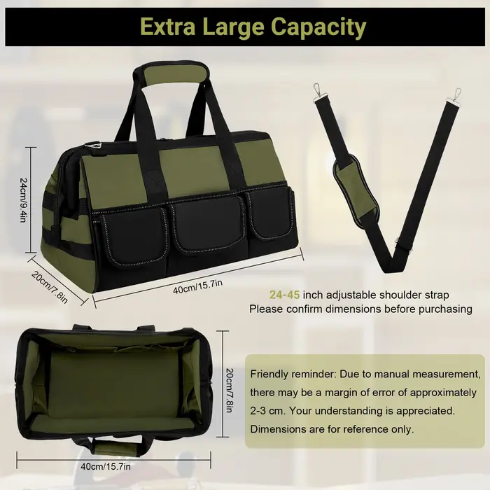 Sac à outils professionnel avec 21 compartiments, rangement d'outils pour électriciens, mécaniciens, artisans, poignées souples, cadeau pour hommes et pères