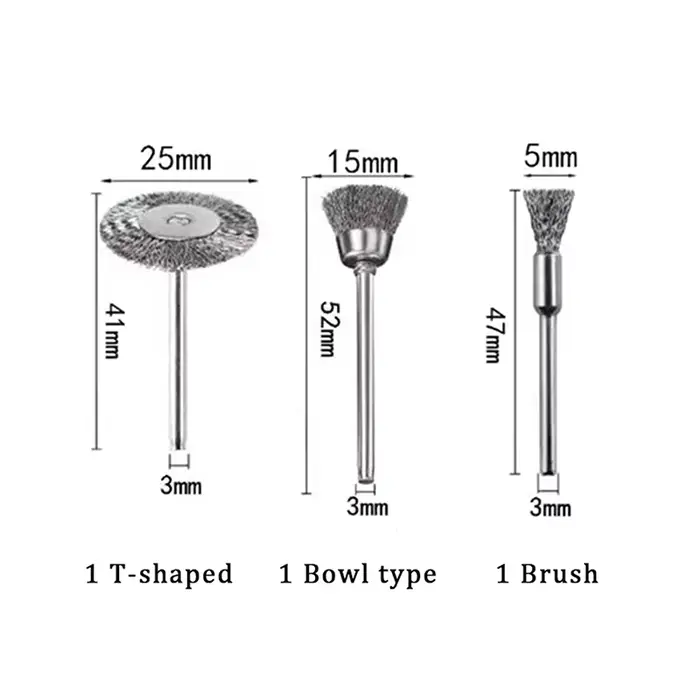 Ensemble de Mini brosses métalliques, brosse de nettoyage antirouille, roue de polissage pour meuleu