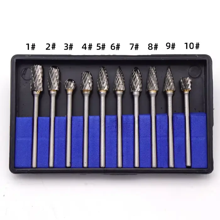 10 pièces 3mm tige en acier au tungstène fraise diamant coupe rotatif Dremel outils électrique meulage outil