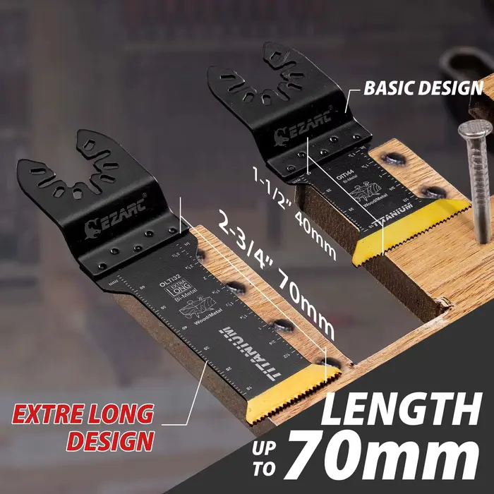 EZARC 3 lames oscillantes en titane extra-longues pour outils multifonctions