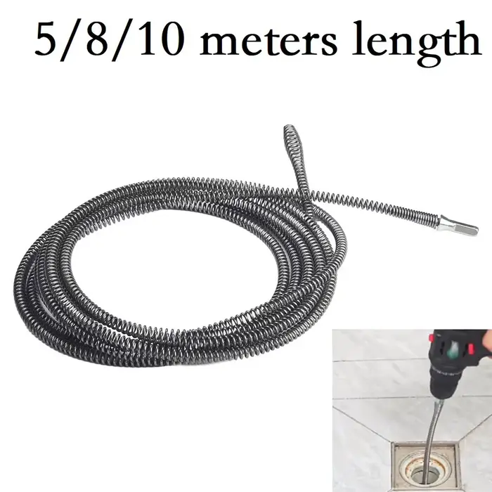 Perceuse électrique de 5/8/10 mètres, nettoyeur d'évier à ressort, outil de dragage d'égout, outil de dragage de tuyaux de plomberie de salle de bains, 1 pièce