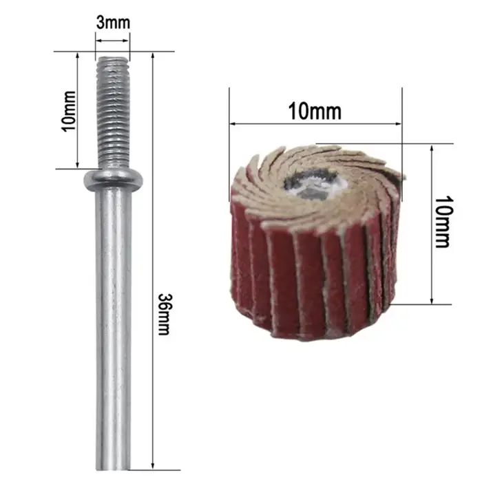 10 pièces disque de roue à lamelles ponçage perceuse papier de verre abrasif 80-600 grain meuleuse de polissage pour outils rotatifs avec 1 mandrin
