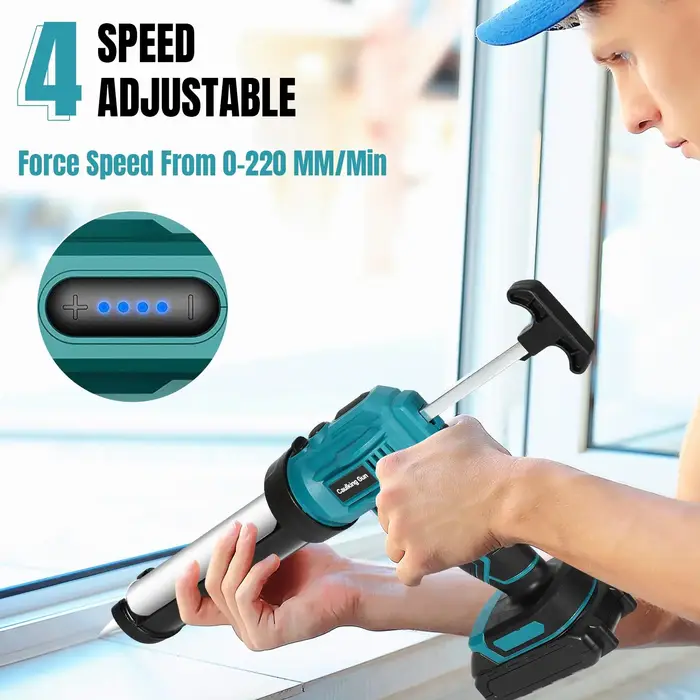 Pistolet à calfeutrer électrique 4 vitesses rechargeable sans fil, pistolet à colle pour verre, port