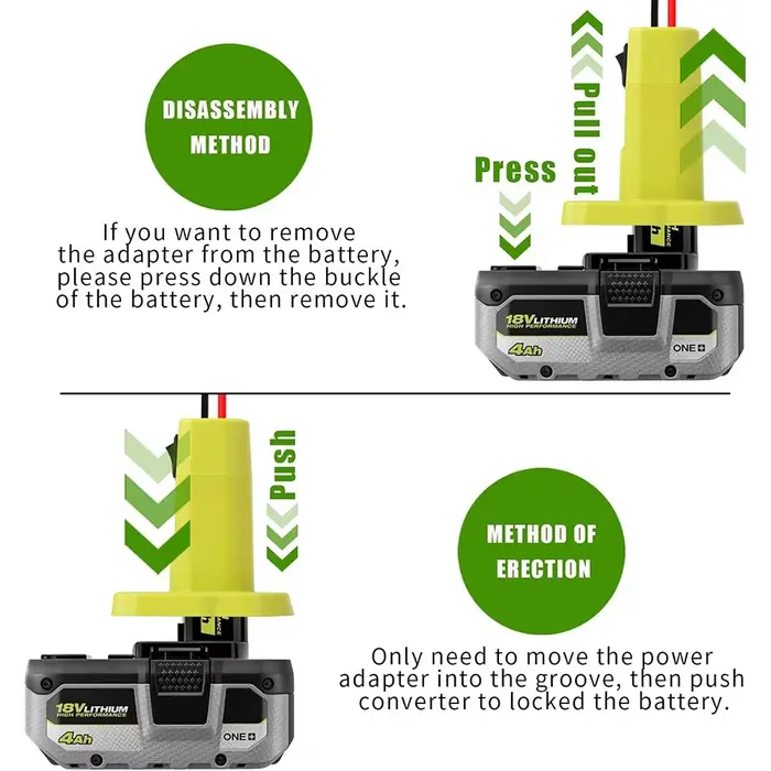 Adaptateur de batterie pour batterie Ryobi ONE + 18V Nimh/Nicd/Li-ion