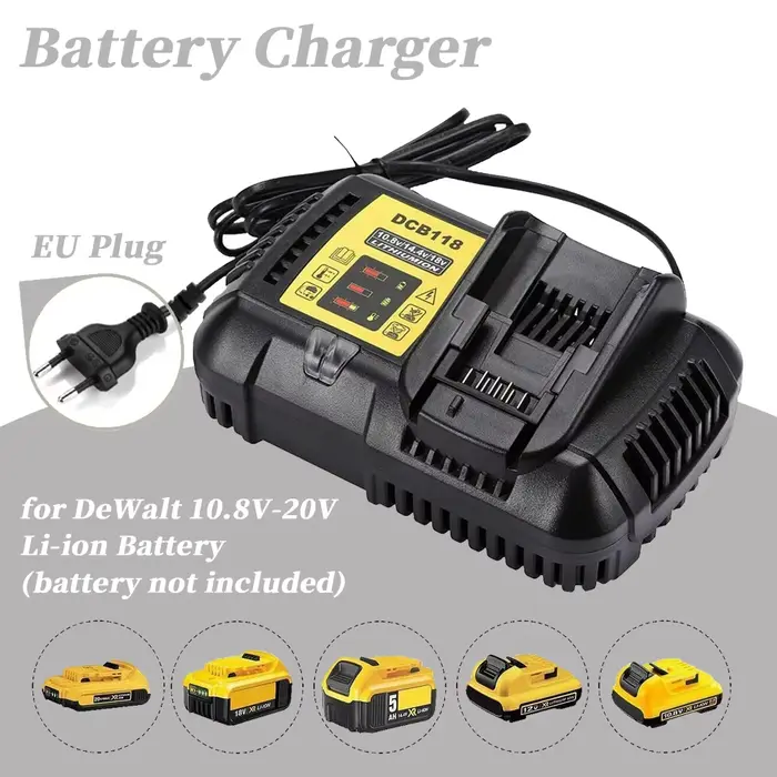 Chargeur de batterie DCB118 pour batterie Dewalt 10.8V 12V 14.4V 18V 20V DCB200 DCB101 DCB115 DCB107