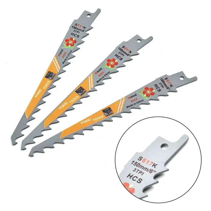 3 pièces 150mm 6 pouces 3 TPI HCS lame de scie alternative pour couper le bois Multi