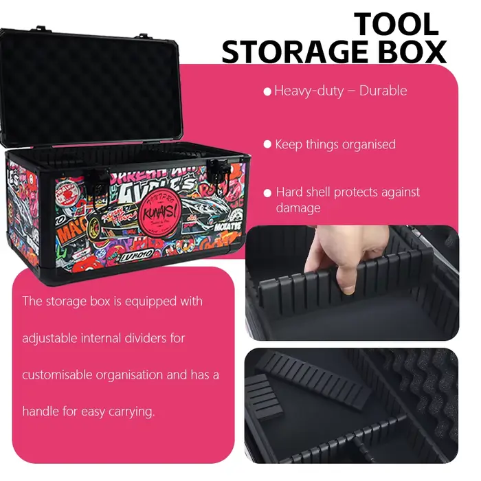 KUNAISI Grande boîte à outils en aluminium de 43 cm