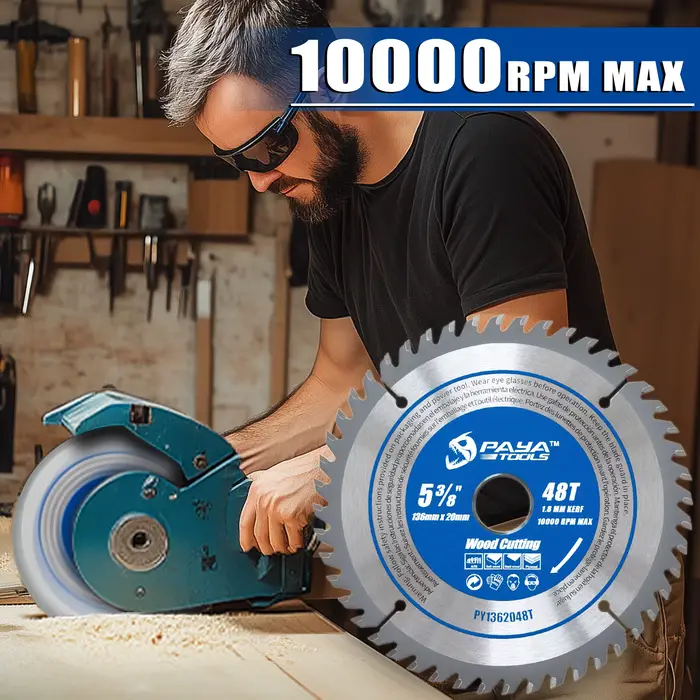 Lame de scie circulaire PAYA 5-3/8 pouces 48 dents pour la coupe du bois
