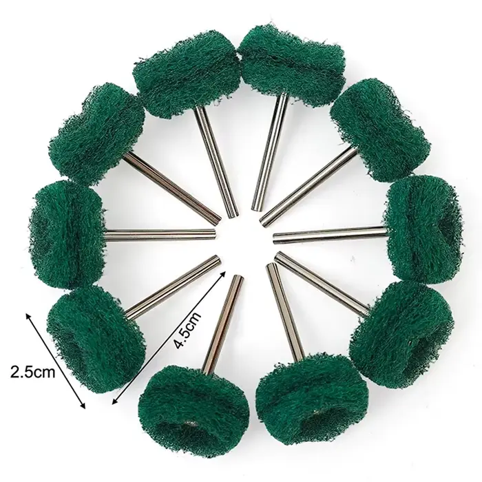 50/10 pièces Mini-brosses abrasives en nylon pour polissage, têtes de ponçage, tampons de récurage,