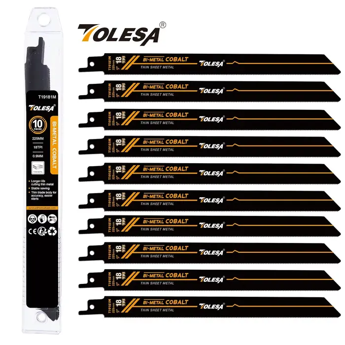 TOLESA 10 pièces lames de scie bimétallique coupe du métal 150mm/225mm 18TPI
