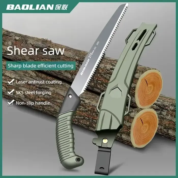 Scie à main pliable ergonomique pour le camping en plein air, la randonnée et le trekking - Poignée