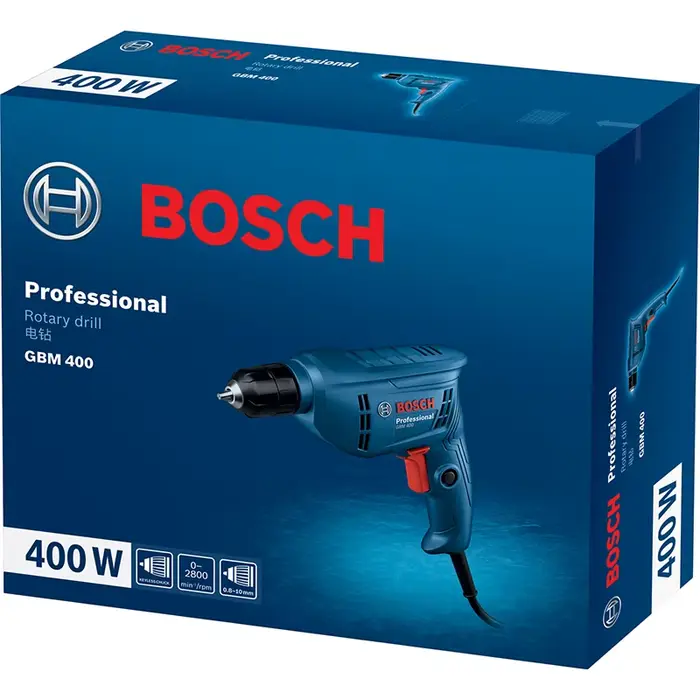 Tournevis électrique Bosch GBM400, perceuse électrique multifonctionnelle pour la maison, 2800 tr/min, taille de mandrin 10 mm