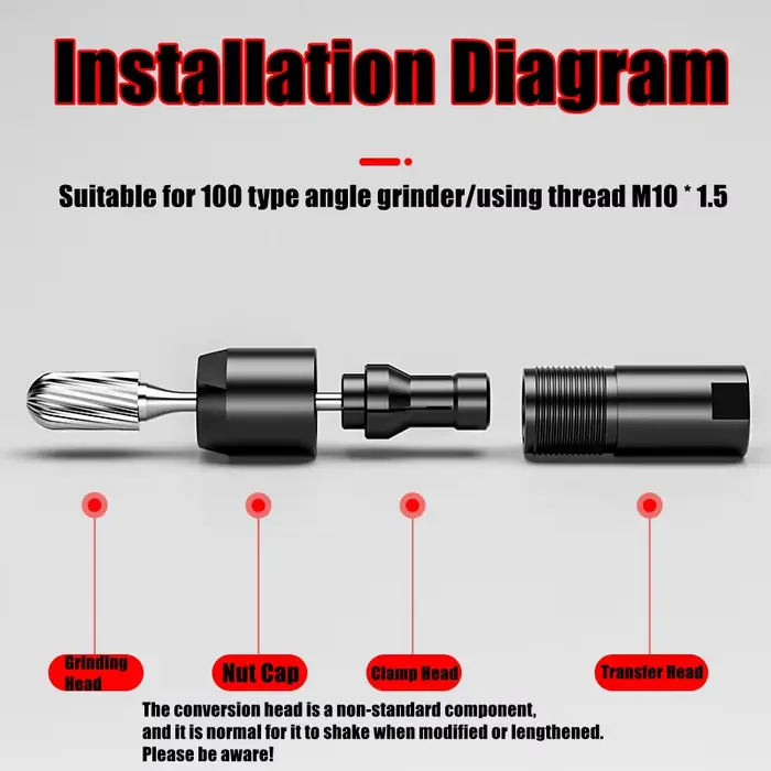Adaptateur modifié pour meuleuse d'angle 3/6mm