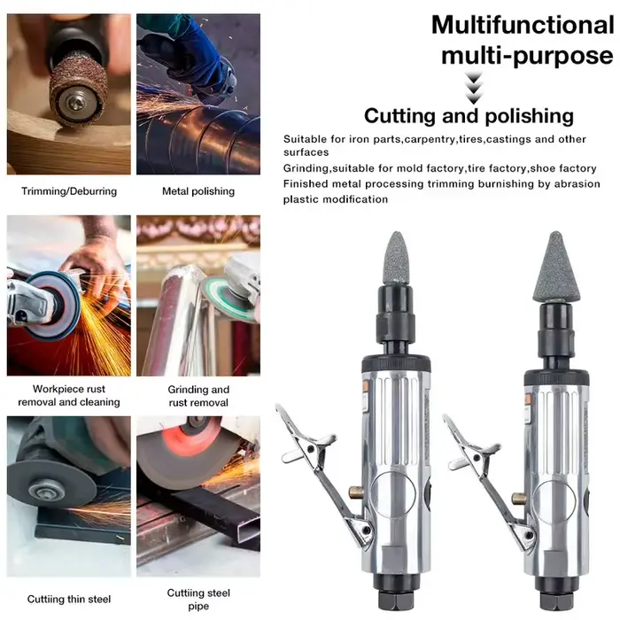 Meuleuse pneumatique, avec pinces de serrage de 1/4" et 1/8"