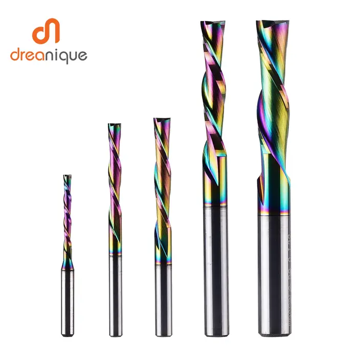 Dreanique 1pc DLC revêtement fraise en carbure monobloc 3.1 4 6 8 6.35mm 2 cannelures spirale routeu