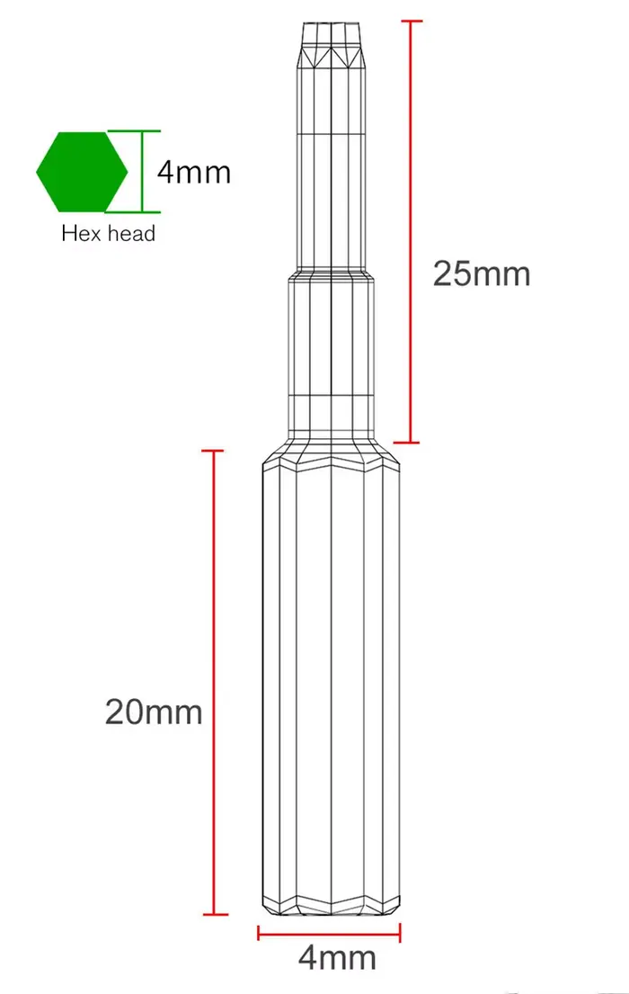 Embouts de tournevis H4 × 45mm Torx T6H T8H T9H T10H fendu 1.2/2.0/4.0 PH000 PH00 PH0 PH1PH2 HEX 1.3