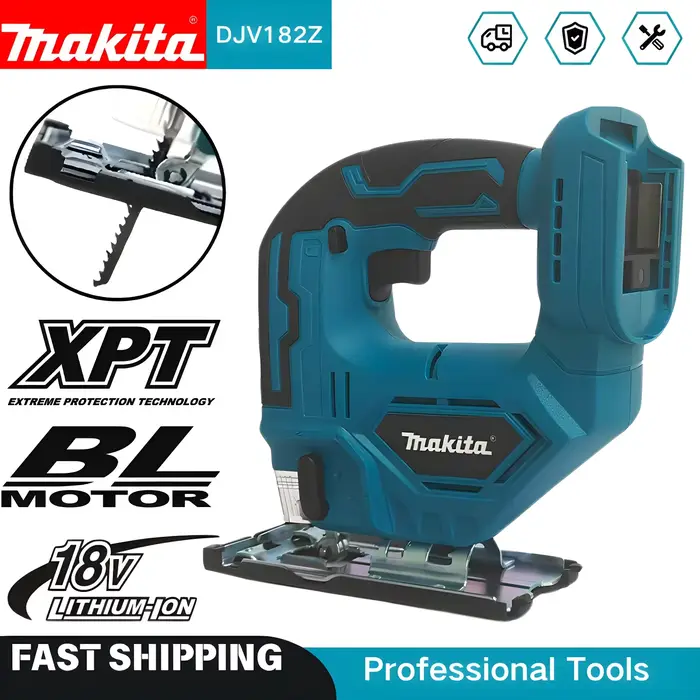 Scie sauteuse électrique Makita DJV182Z 18V sans fil avec poignée en forme de baril et lame