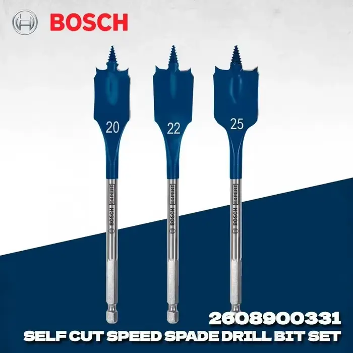 BOSCH 2608900331 Lot de 3 forets à tige hexagonale pour bois, auto-établisants, à coupe rapide, 20/2