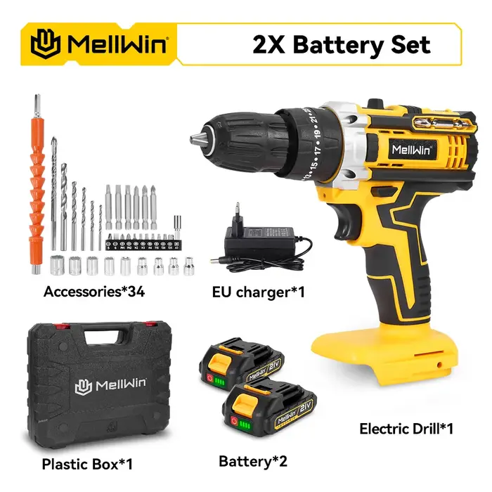 MELLWIN 25 + 3 couple électrique perceuse à percussion ensemble polyvalent sans fil tournevis
