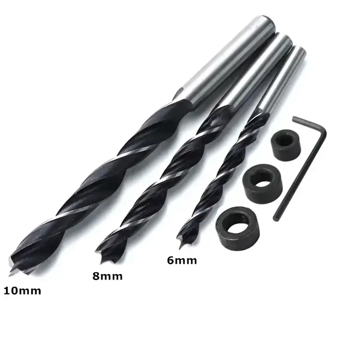 Foret 6/8/10mm pour le travail du bois, gabarit de perçage pour chevilles, scie cloche, Guide de per