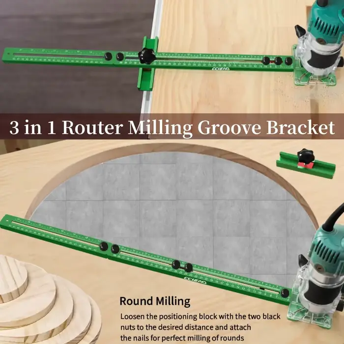 Kit de guides de coupe circulaire réglables pour défonceuse à bois