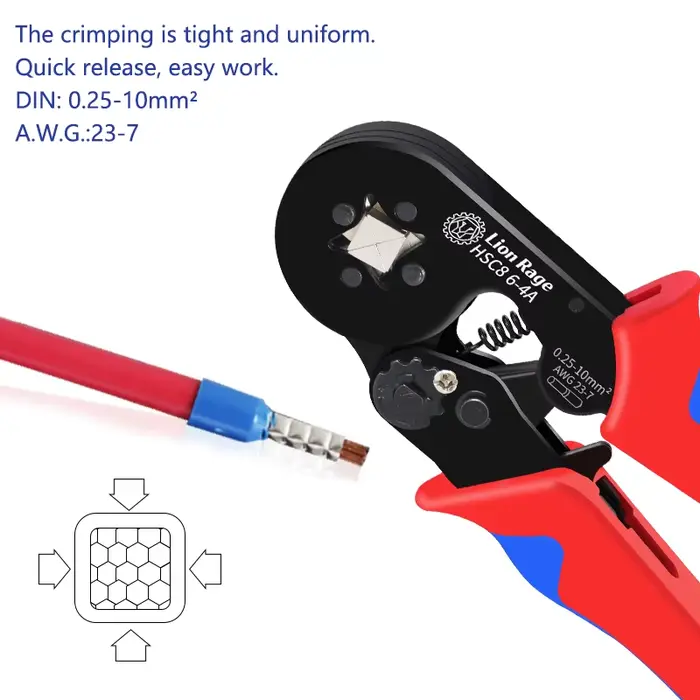 Outil de sertissage HSC8 6-4 0.25-10mm pour bornes tubulaires de virole 2 23-7AWG jeu de pinces à se