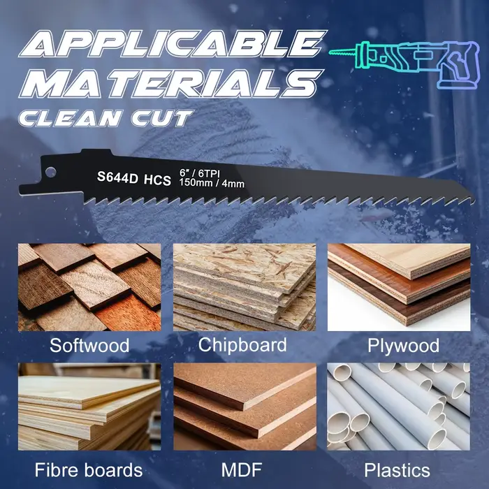 XCAN 1/2/5 pièces S644D lames de scie alternative 6 pouces 6TPI HCS sabre pour couper le bois PVC