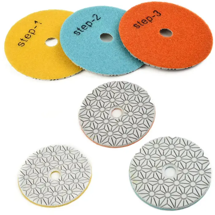 Tampons de polissage de 4 pouces, 100mm, disque de ponçage sec/humide pour pierre de granit, béton, 