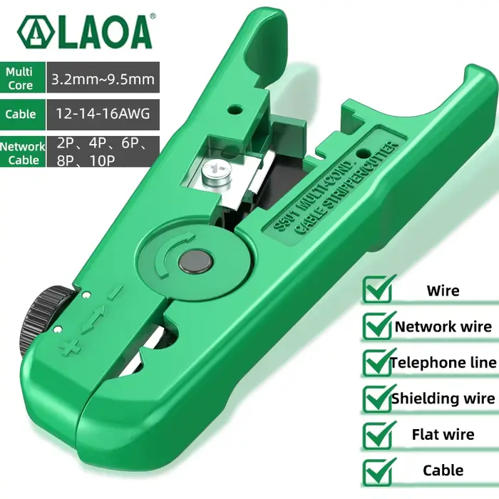Pince à dénuder professionnelle LAOA pour câbles réseau 2P 4P 6P 8P 10P, câbles ronds et plats
