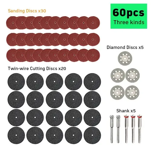 60 pièces/lot meule lame de scie circulaire Dremel Accessoires ensemble travail du bois métal