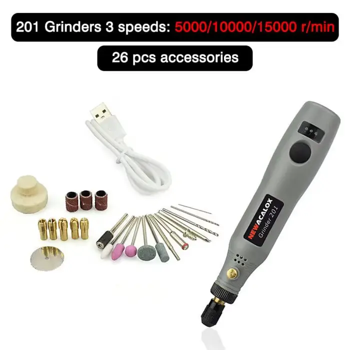 NEWACALOX bricolage Mini outil rotatif USB DC 5V 10W vitesse Variable sans fil meuleuse électrique e