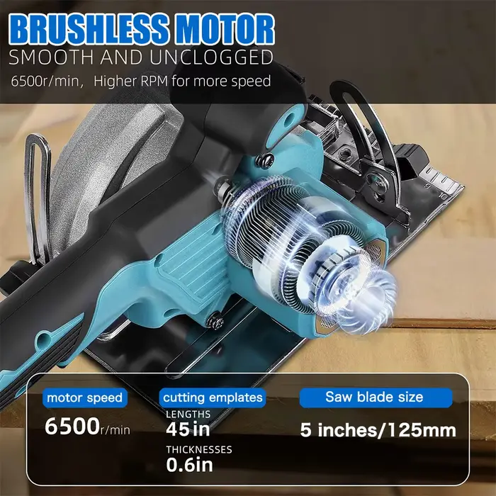 Makita-Scie circulaire électrique sans fil sans balais, machine à couper le bois réglable, détermine
