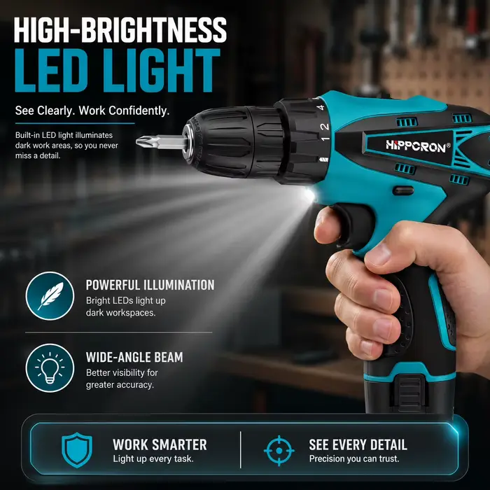 Perceuse électrique au lithium 12V Hippcron