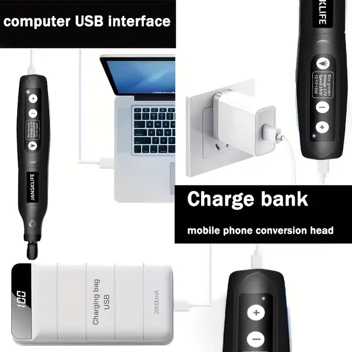 JANGKLIFE USB Kit d'outils rotatifs sans fil stylo de gravure sur bois bricolage pour bijoux métal verre Mini perceuse sans fil
