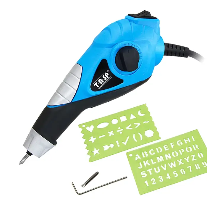 Outils de gravure 13W Vitesse 5 Niveau, Graveur Electrique avec 2 Pointes en Carbure Interchangeable