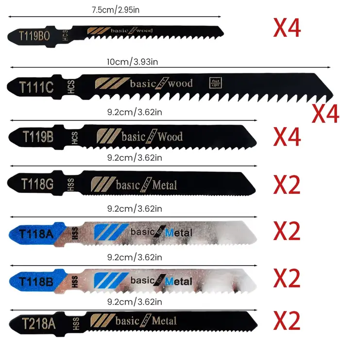 Jeu de 20 lames de scie sauteuse