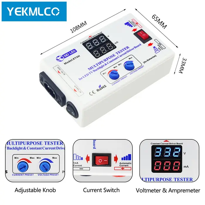 YEKMLCO KT4H 0-330V testeur de rétro-éclairage TV LED ajustement intelligent réglage manuel de la te