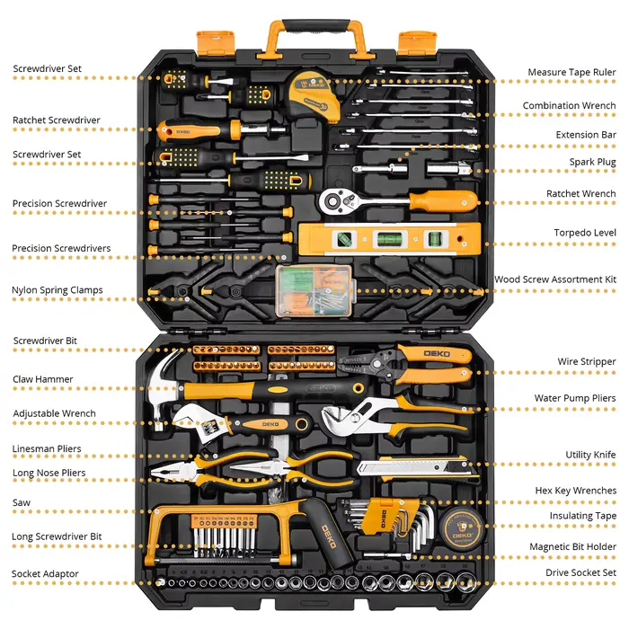 DEKO 228 pièces clé à douille outil de réparation automobile paquet combiné ensemble d'outils mixtes