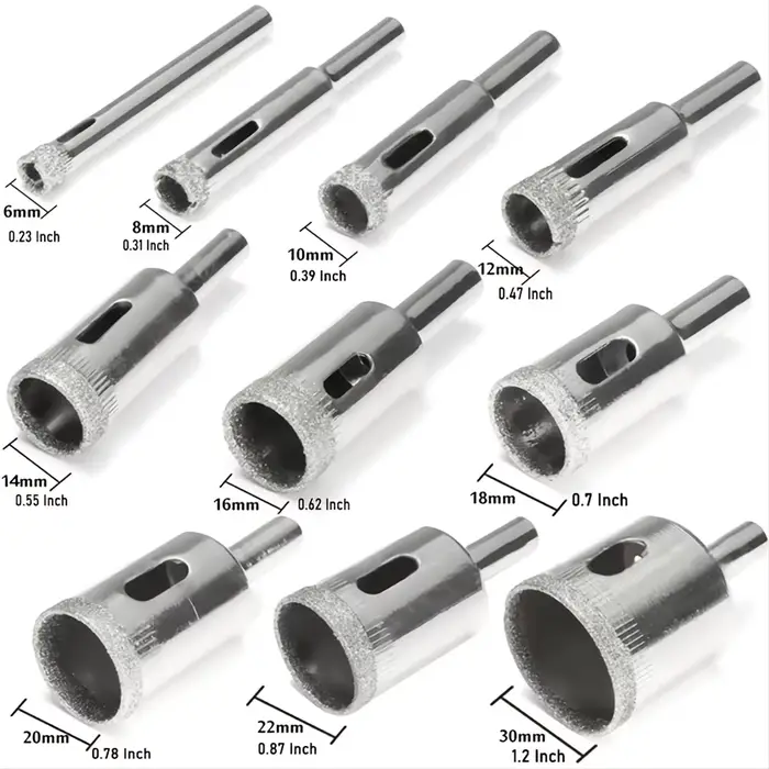 Coupe-trou revêtu de diamant 10 pièces/ensemble 6mm-30mm