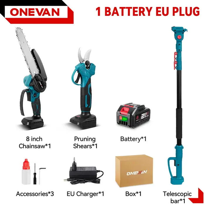 Scie à chaîne électrique sans fil ONEVAN 5500W 3 en 1