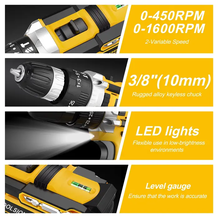 OTOOLSION nouveau perceuse sans fil à percussion 21V tournevis électrique batterie Rechargeable perceuse à main sans fil outils électriques pour bricolage maison