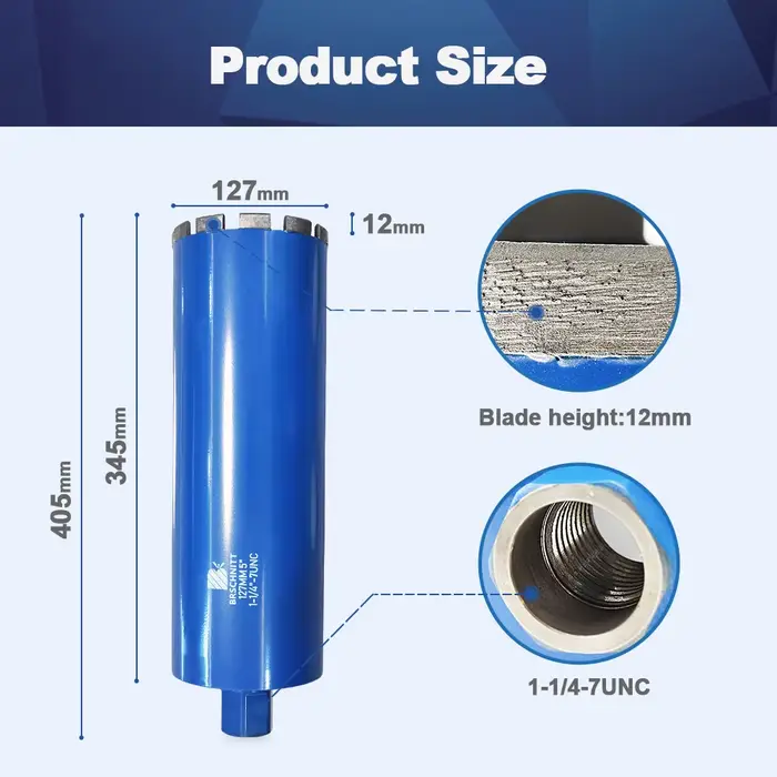 BRSCHNITT foret à eau d'ingénierie diamant 1 pièce Dia 25-127mm soudé au Laser pour murs de briques dures en béton renforcé