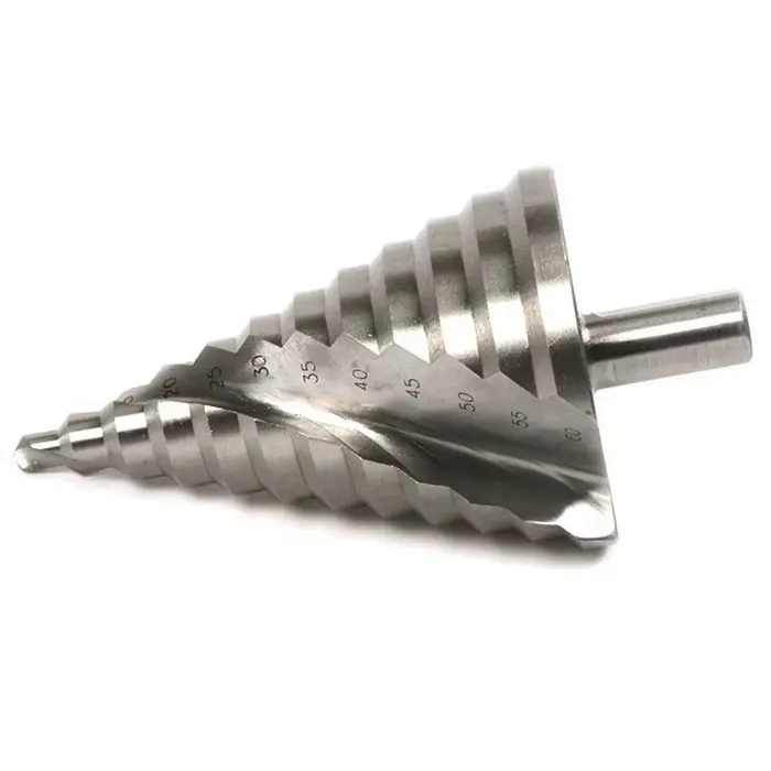 Foret étagé 6-60mm, rainure en spirale, coupe-trou de pagode, feuille de métal, foret conique, tige triangulaire, ouvre-trou étagé