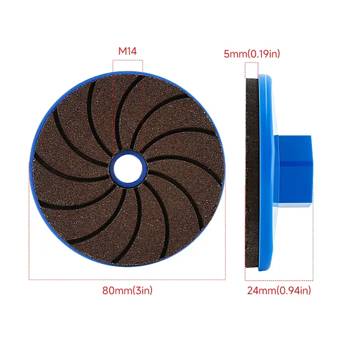 Disque de polissage diamanté LOZLIN M14 fileté 3 pouces 80 mm