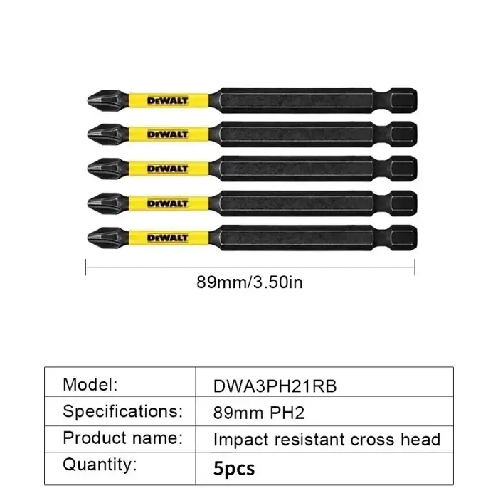 DEWALT DWA3PH21RB Ensemble de embouts à percussion PH2 - 1/5 pièces 89 mm haute dureté