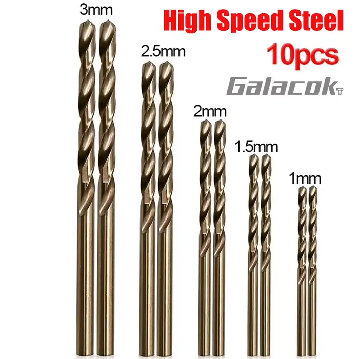 10 pièces à grande vitesse ​ ​ Foret en acier 1mm 1.5mm 2mm 2.5mm 3mm foret enduit de Cobalt outil é