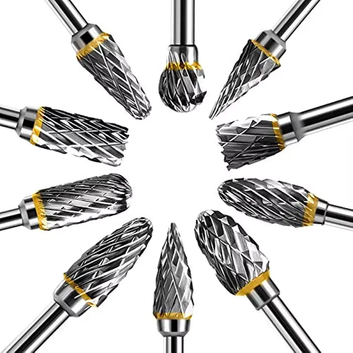 Nouveau 10 pièces 1/8 "tige fraise en carbure de tungstène outil rotatif bavure Double diamant coupe