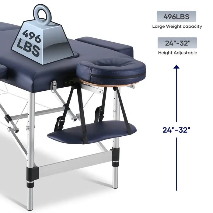 Table de Énergie Portable, Lit de Tatouage, Spa, Esthétique, Réglable, Professionnel, 3 Pieds en Alu