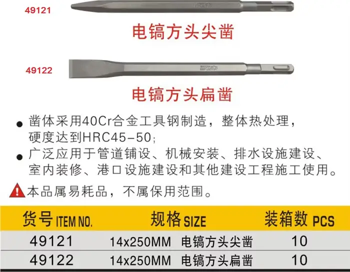 BESTIR taiwan outil marteau électrique ciseau bits outils de forage pointeur hexagonal/tige ronde plate/outils de plomberie à tige plate